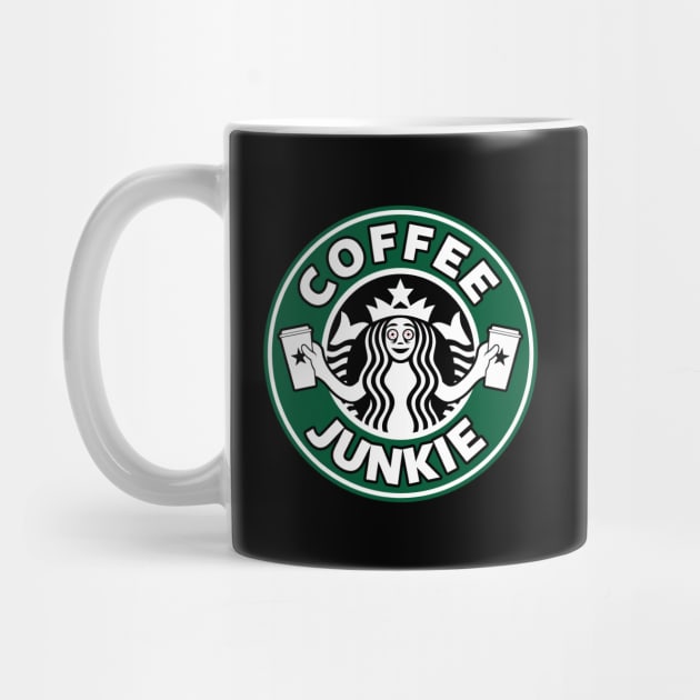 Coffee Junkie Funny Caffeine Addict Coffee Logo Parody by BoggsNicolas